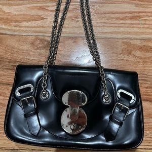 Ralph Lauren collection Ricky black semi glossy leather shoulder bag